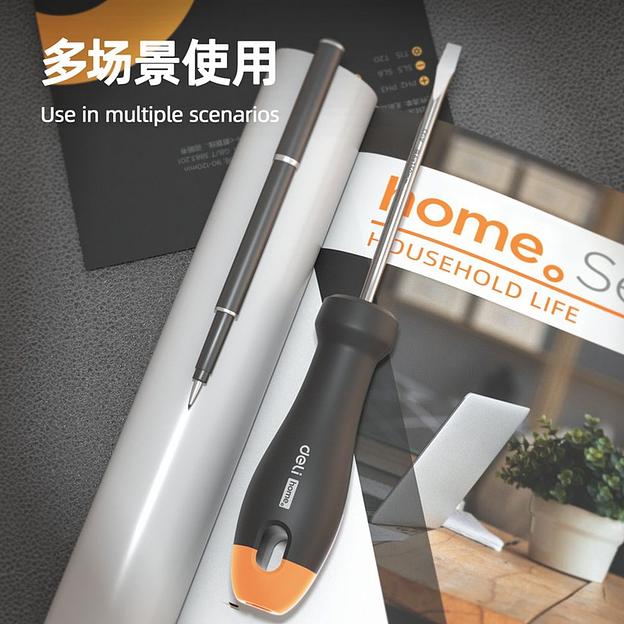 Шлицевая отвёртка "Home Series Gray" Deli HT1106C 6x150мм Эксклюзивный дизайн. Рукоятка из высококачественного софттач пластика фото 3