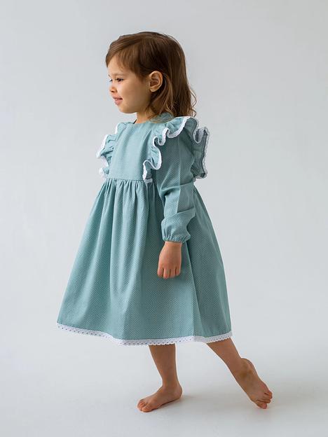 Платье MINI DI «Кристи» горошек на нефрите, арт.120/410 ОПТ фото 1