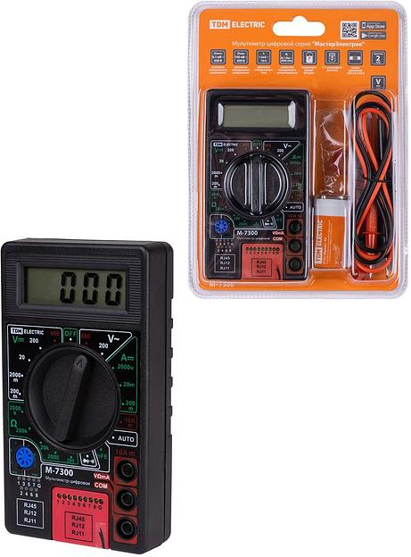 Мультиметр цифровой серия "МастерЭлектрик" М-7300 (каб.тестер RJ-11,12,45) TDM фото 1