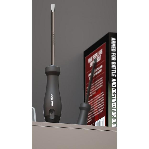 Двухсторонняя отвертка "Home Series Black" Deli HT1055 SL5+PH1, длина жала 100мм, эксклюзивный дизайн, рукоятка из высококачественного софттач пластика фото 4