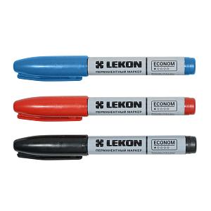 Маркер LEKON ECONOM перманентный (137 мм, черный, перманентный) фото 1