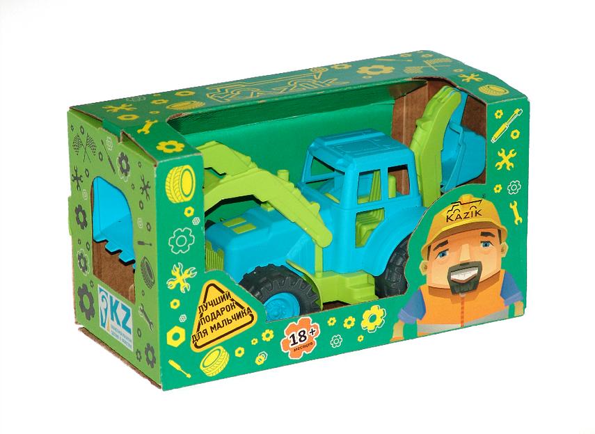 Трактор полной комплектации 28 см (зелено-голубой) в коробке ОПТ фото 2