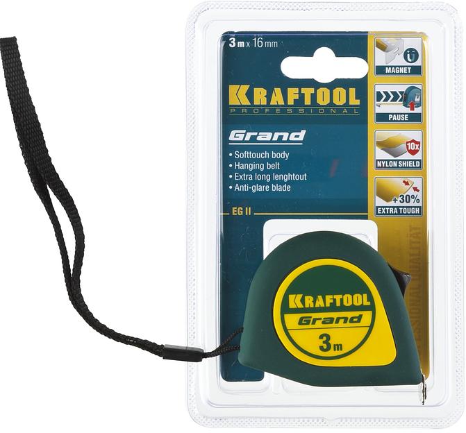 KRAFTOOL Grand, 3 м х 16 мм, рулетка (34022-03-16) фото 4