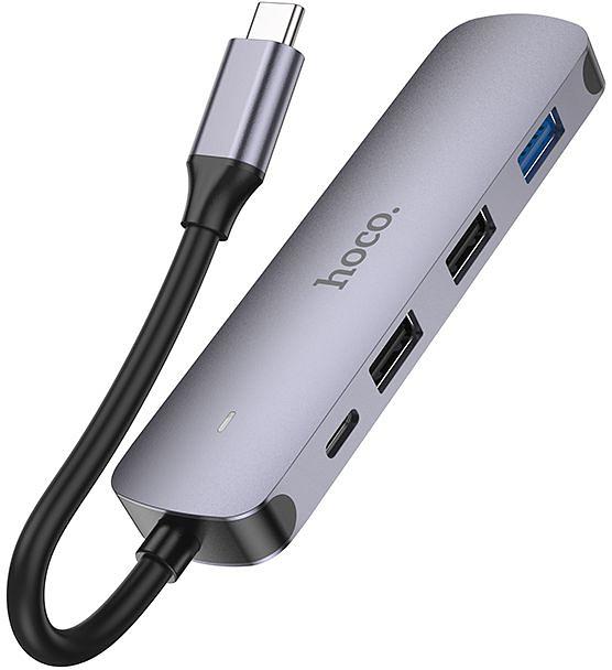 Разветвитель USB-C Hoco HB27 4порт. серый фото 3