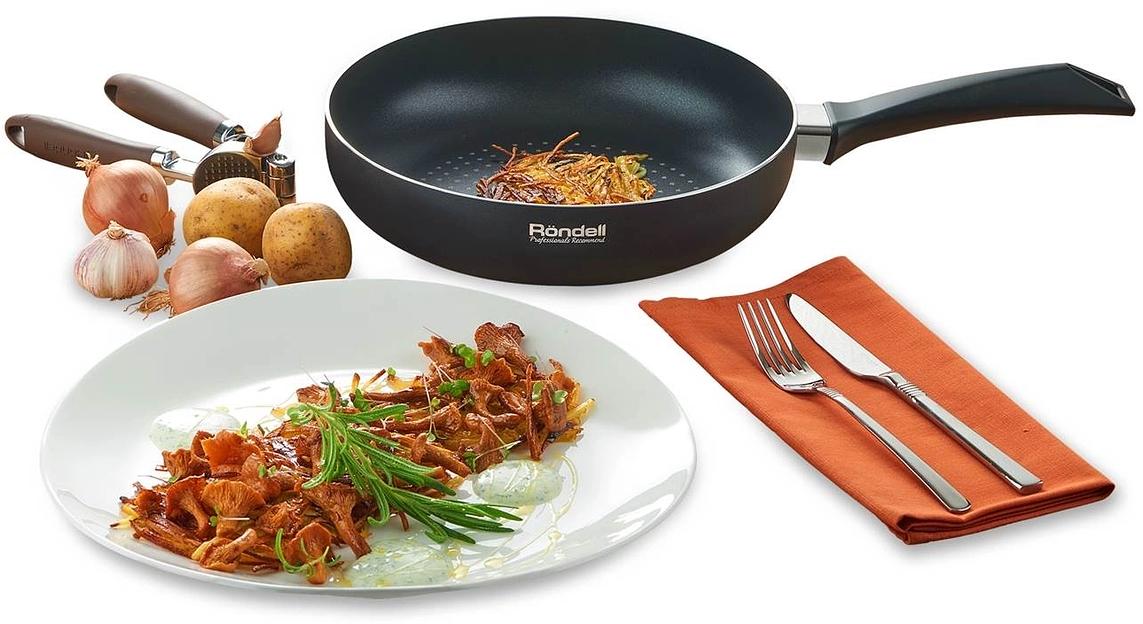 Сковорода Rondell Arabesco RDA-578 круглая 26см покрытие: Xylan Plus ручка несъемная (с крышкой) серый фото 6