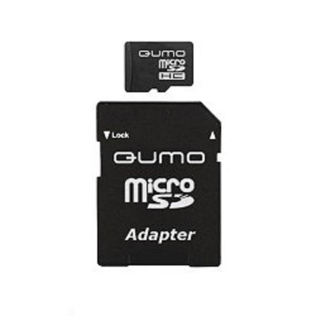 Micro SecureDigital 8Gb QUMO QM8GMICSDHC10 {MicroSDHC Class 10, SD adapter} фото 1