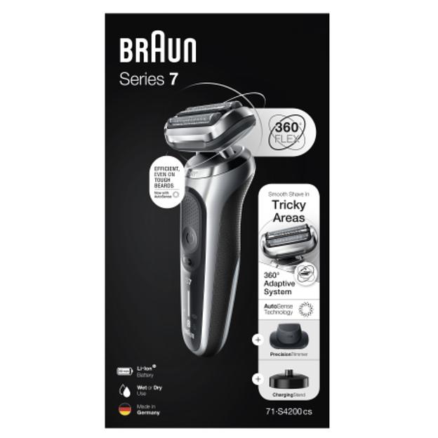 Бритва сетчатая Braun Series 7 71-S4200cs реж.эл.:3 питан.:аккум. черный/серебристый фото 8