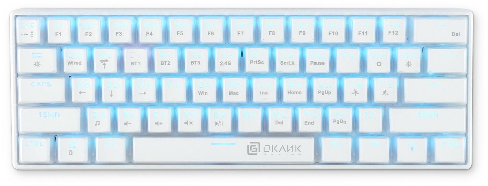 Клавиатура Оклик K763W механическая белый USB беспроводная BT/Radio Multimedia for gamer LED (1920562) фото 5