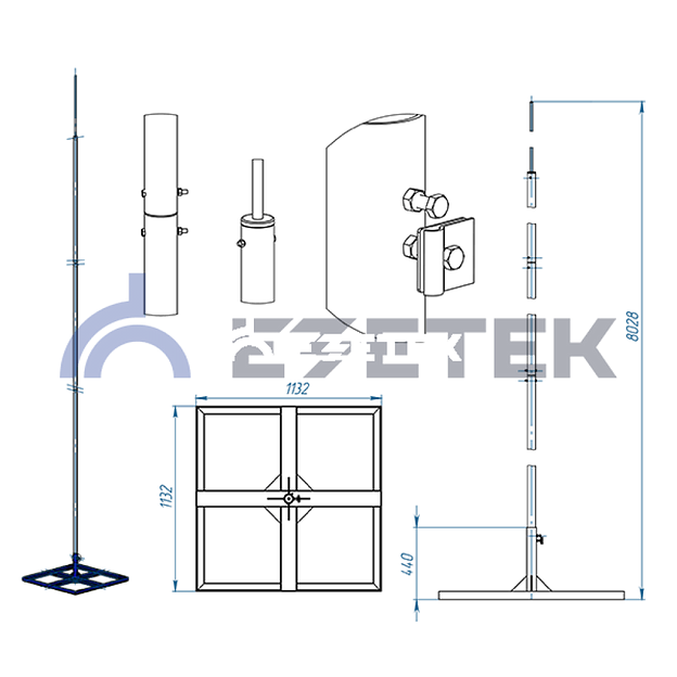 Молниеотвод на основании СМЛПу-10/3/50 фото 2