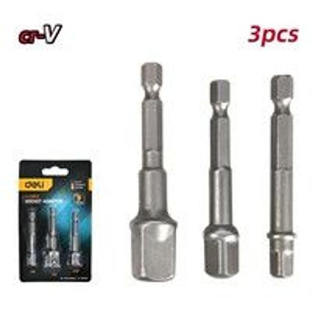 Набор адаптеров для торцевых головок Deli 3 шт DL110002 размер наконечника:1/4, 3/8, 1/2 дюйма, сталь Cr-V фото 1