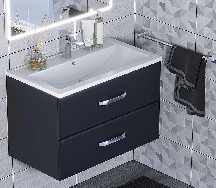 Тумба под раковину для ванной Uperwood Foster 80 см, подвесная, черная фото 1