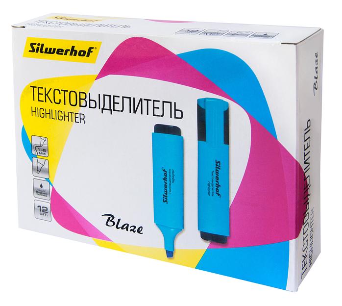 Текстовыделитель Silwerhof Blaze 108036-07 скошенный пиш. наконечник 1-5мм голубой картон фото 4
