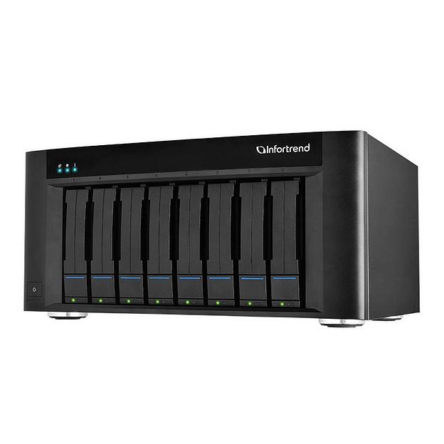 Система хранения данных Infortrend EonStor GSe Pro 100 8bay. Intel Atom 2.4GHz 4C CPU, 1x4GB non-ECC, 4x1GbE(RJ45), 2x USB 2.0, 2x USB 3.0, 1x Host Board slot, 1xPSU and 8 drive trays (GSe Pro 108-C) (GSEP1080000C-8U32) фото 3
