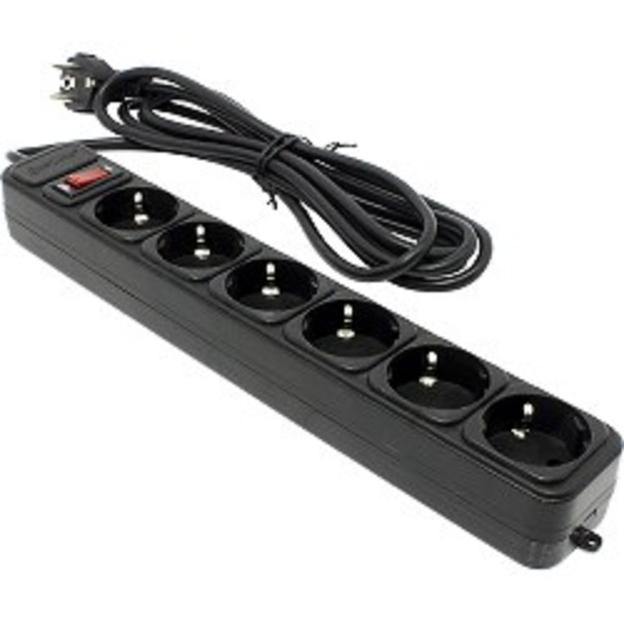 Exegate EX119393RUS Сетевой фильтр Exegate SP-6-3B (6 розеток, 3м, евровилка, черный) фото 1