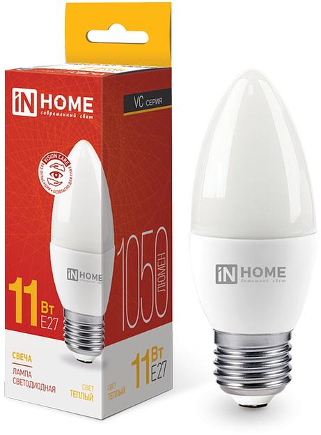 Лампа светодиодная LED-СВЕЧА-VC 11Вт 230В Е27 3000К 1050Лм IN HOME фото 1