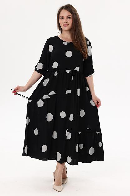 Платье штапель  6079/01/Черный, серый  фото 1