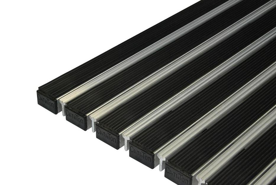 Придверные решетки Сити Слим бруш + резина (от 594x394 мм) фото 1