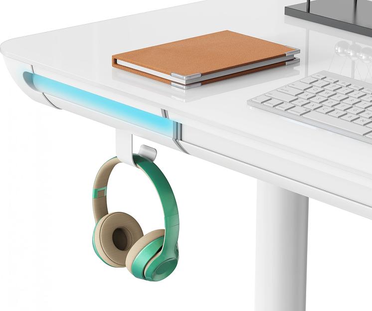 Стол для компьютера Cactus CS-EGD-WT-LED столешница закаленное стекло белый каркас белый фото 3