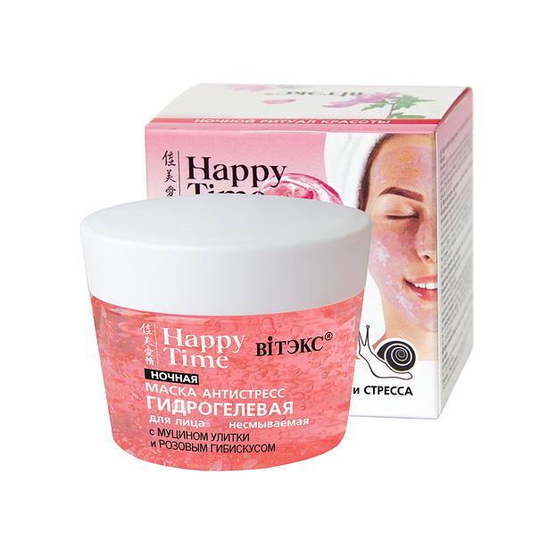 Витэкс маска-антистресс гидрогелевая с муцином улитки и розовым гибискусом для лиц, ноч 90 мл фото 1