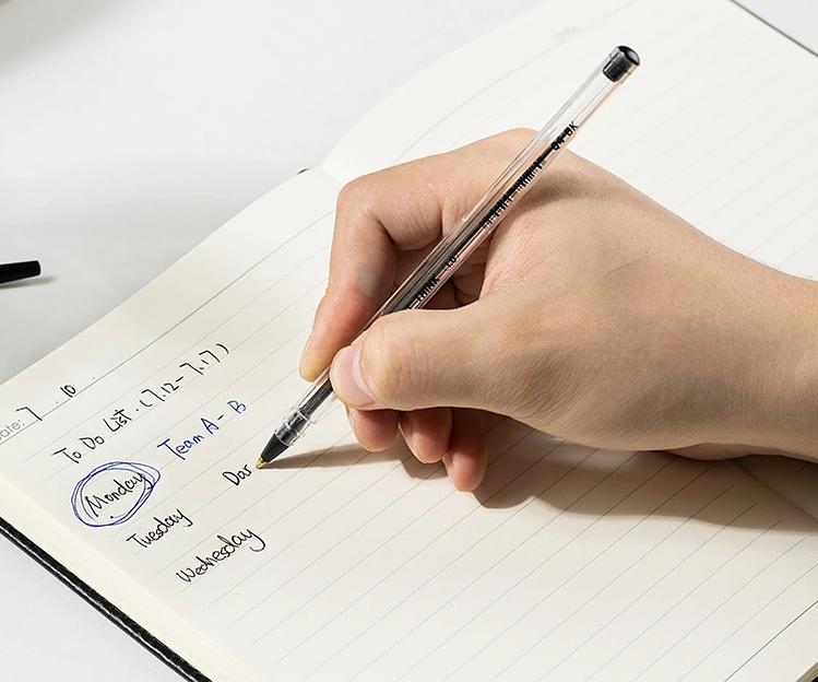 Набор ручек шариков. Deli Think EQ4-MT-BK прозрачный/черный d=1мм черн. черн. индив. пак.ев. (5шт) кругл. фото 4