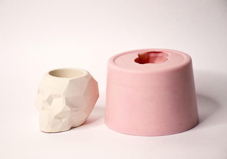 Силиконовый молд для изготовления кашпо Череп Йорик, опт фото 1