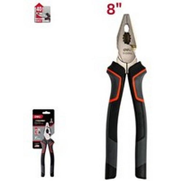 Шарнирно-губцевый инструмент Deli Комбинированные плоскогубцы Deli DL0004 180мм, Cr-V, эксцентриковый шарнир, антикоррозийное покрытие, трехкомпонентная прорезиненная рукоять фото 1