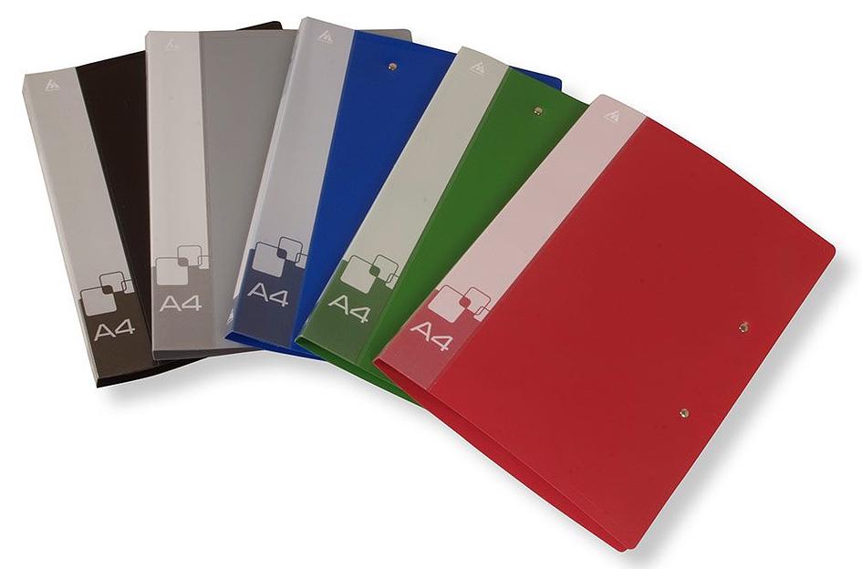 Папка метал.зажим/метал.зажим Бюрократ -PZ07C+C A4 пластик 0.7мм кор.20мм торц.карм с бум. встав ассорти фото 1