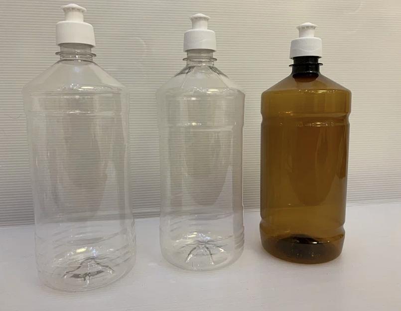Флакон ПЭТ прозрачный 1 литр с винтовой крышкой, опт фото 1