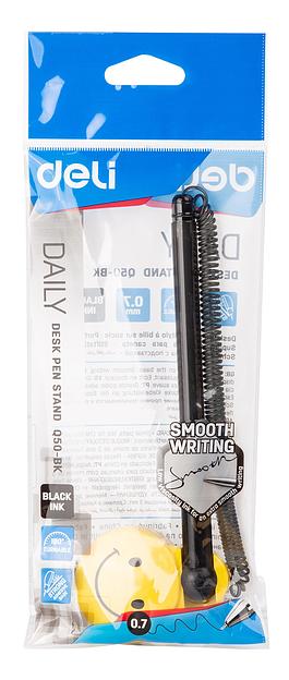Ручка шариковая Deli EQ50-BK авт. на подставке 0.7мм резин. манжета черный/прозрачный черные чернила (1шт) фото 5