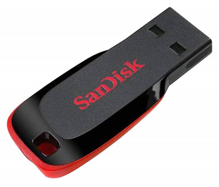 Флеш Диск Sandisk 128Gb Cruzer Blade SDCZ50-128G-B35 USB2.0 черный/красный фото 1