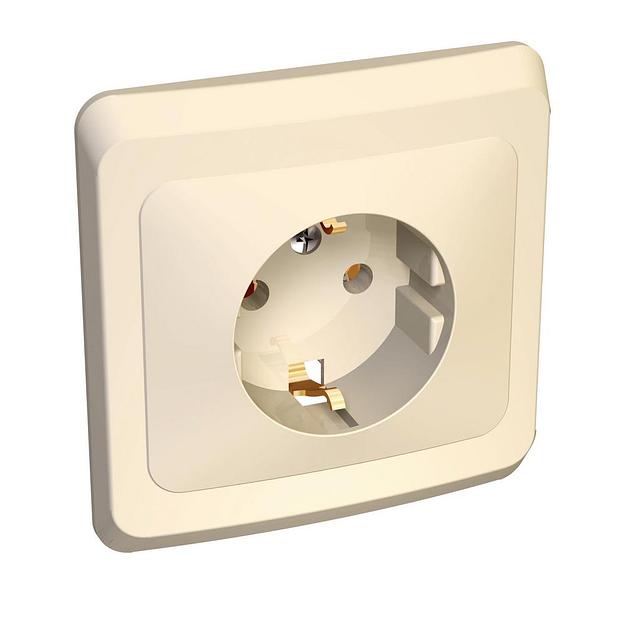 Systeme electric PC16-003K ЭТЮД С/У РОЗЕТКА с заземлением без шторок 16А 250B, КРЕМОВЫЙ, Россия фото 3