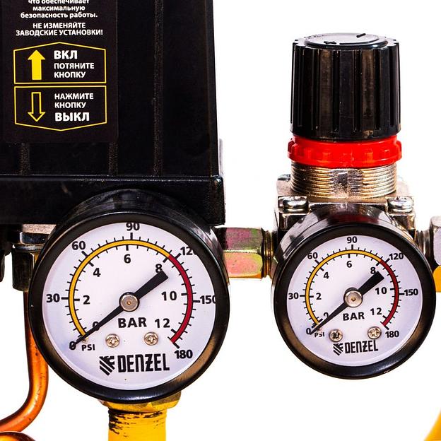 Компрессор поршневой Denzel DK1500/50,Х-PRO масляный 230л/мин 50л 1500Вт желтый/черный фото 10