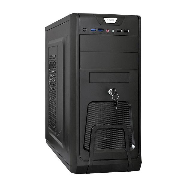 Exegate EX283217RUS Корпус Miditower ExeGate CP-603UB Black, ATX,, 2*USB+2*USB3.0, Audio, замок блокировки кнопки питания фото 1