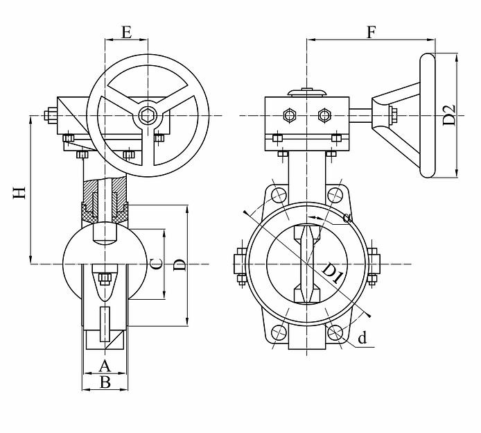 Затвор дисковый с ручным управлением редуктор DN 80 фото 2