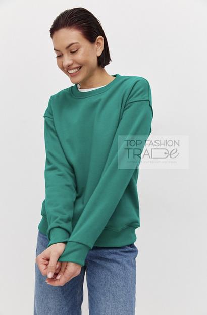 Свитшот женский трехнитка петля однотонный базовый изумрудный SWT02-7 фото 2