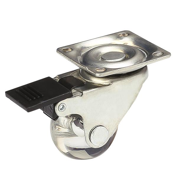 Опора колесная d50мм со стопором, прозрачная фото 1