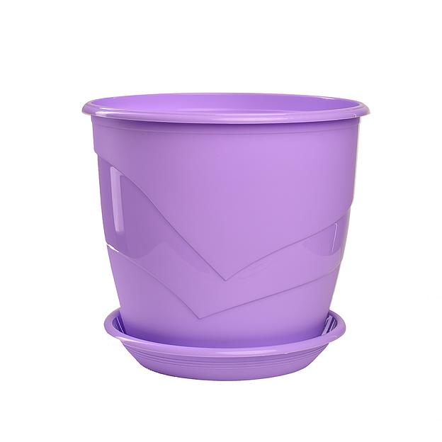 Пластиковый горшок "Венеция", D19, лаванда  с поддоном фото 1