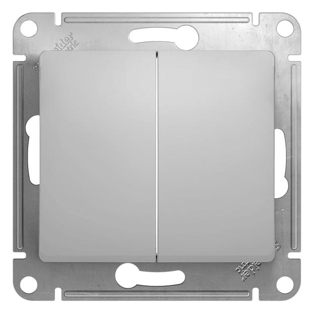 Systeme electric GSL000351 GLOSSA 2-клавишный ВЫКЛЮЧАТЕЛЬ, сх.5, 10АХ, механизм, АЛЮМИНИЙ фото 1