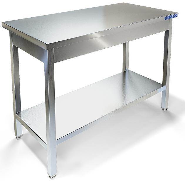 Стол разделочный производственный кухонный без борта, каркас труба, сплошная полка СП-833/1507 (1500x700x850 мм) фото 1