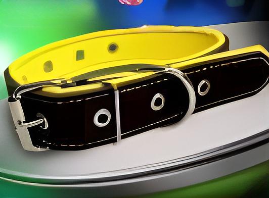 Ошейник из натуральной кожи, подкладка фетр L ОПТ фото 1