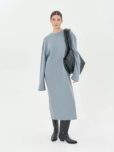 Платье голубое трикотажное оверсайз, опт фото 1