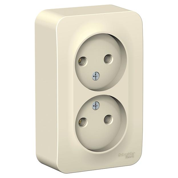 Systeme electric BLNRA000212 BLANCA О/У РОЗЕТКА двойная без зазем. без штор. ИЗОЛ.ПЛ., 16А, 250В, МОЛОЧНЫЙ фото 1