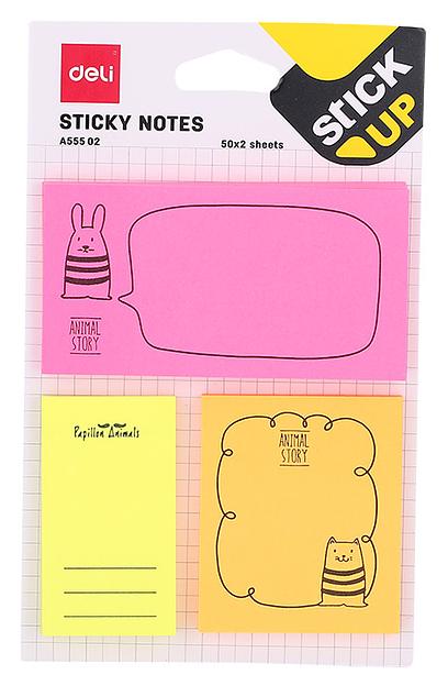 Блок самоклеящийся бумажный Deli Stick UP EA55502 50лист. ассорти 5цв.в упак. несколько размеров европодвес фото 4