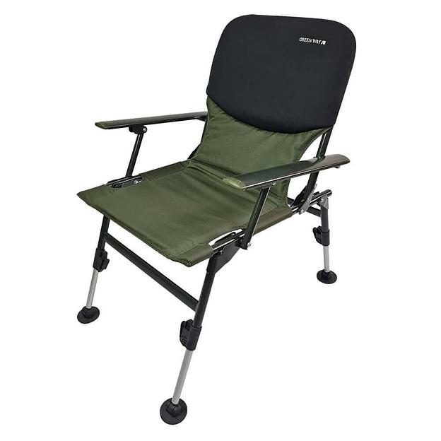 Раскладное кресло с неопреновой спинкой хаки фото 1