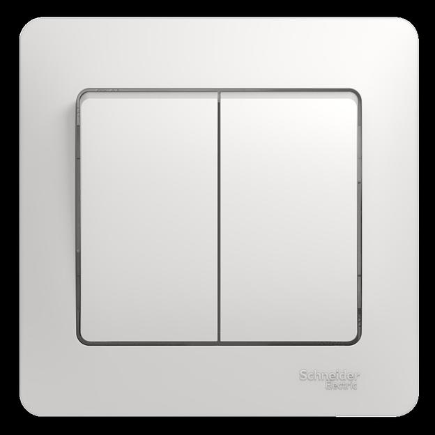 Systeme electric GSL000152 GLOSSA 2-клавишный ВЫКЛЮЧАТЕЛЬ, сх.5, 10АХ, в сборе, БЕЛЫЙ фото 1