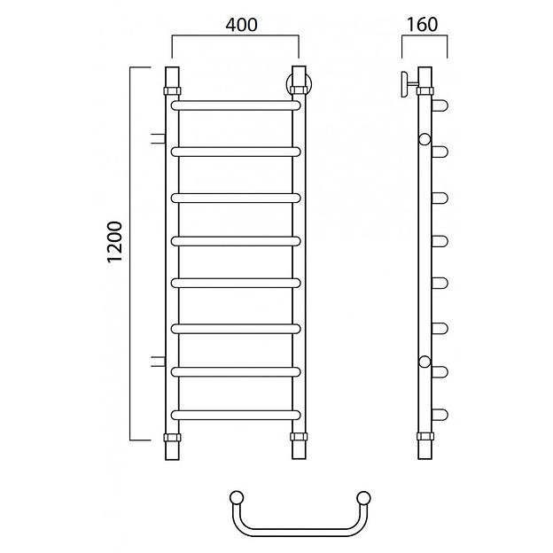 Полотенцесушитель водяной Роснерж Скоба L102001 120x40 с боковым подключением 800 фото 2