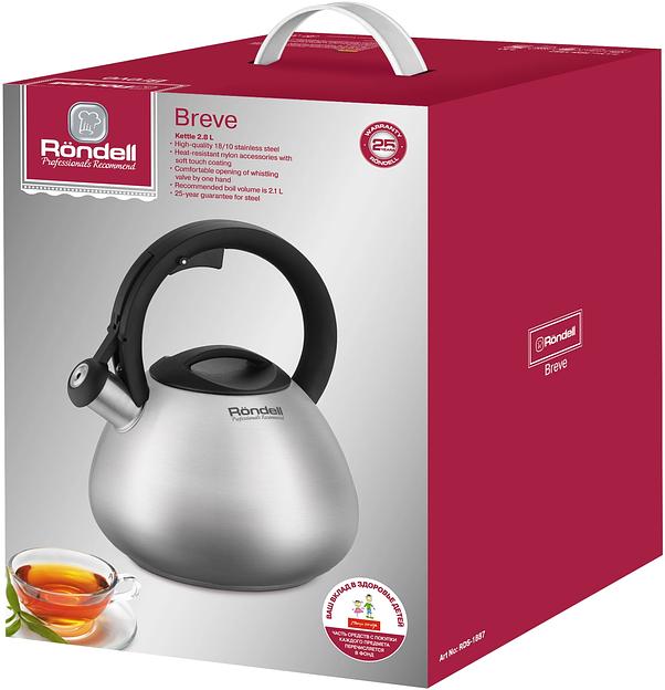 Чайник металлический Rondell Breve RDS-1887 2.8л. стальной фото 6