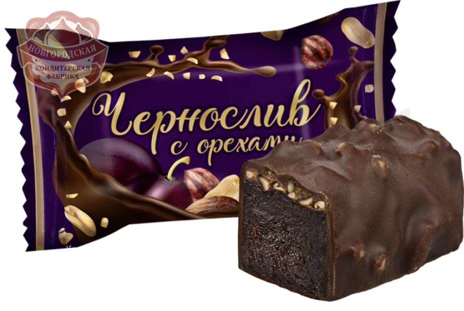 Конфеты «Чернослив с орехами» в глазури фото 1