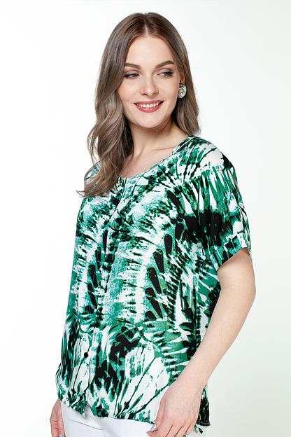 Туника штапель  4103/07/Белый, зеленый фото 4