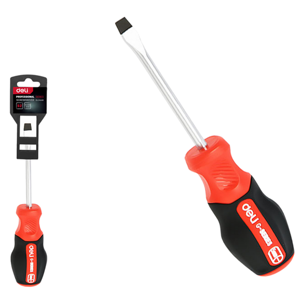 Шлицевая DL3446 SL6x38мм сталь S2, матовый стержень, двухкомпонентная прорезиненная рукоять фото 1